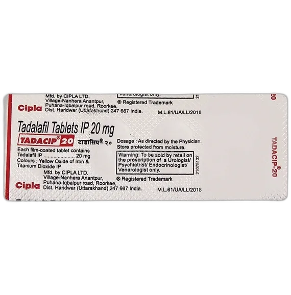 tadacip 20mg tablet 4's
